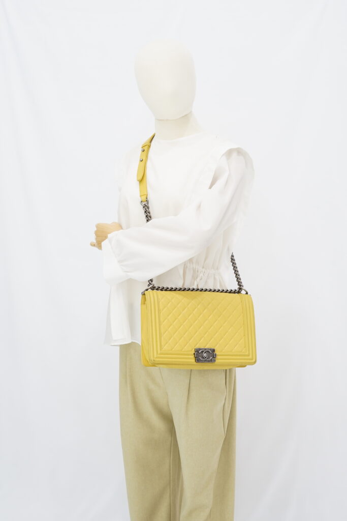 Chanel Boy 28 Lambskin Yellow RHW