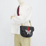 Gucci Crystal Butterfly Leather Black Ophidia GHW