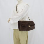 Chanel Flap Maxi Suede Dark Brown GHW