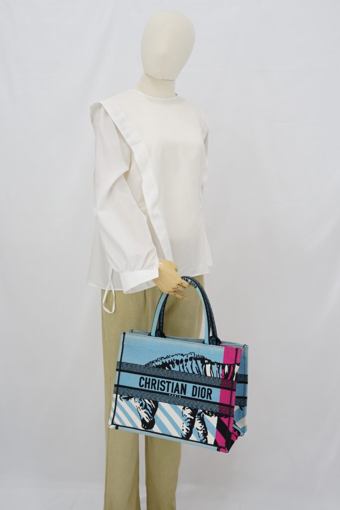 Dior Medium Book Tote Canvas Blue Jungle Pop