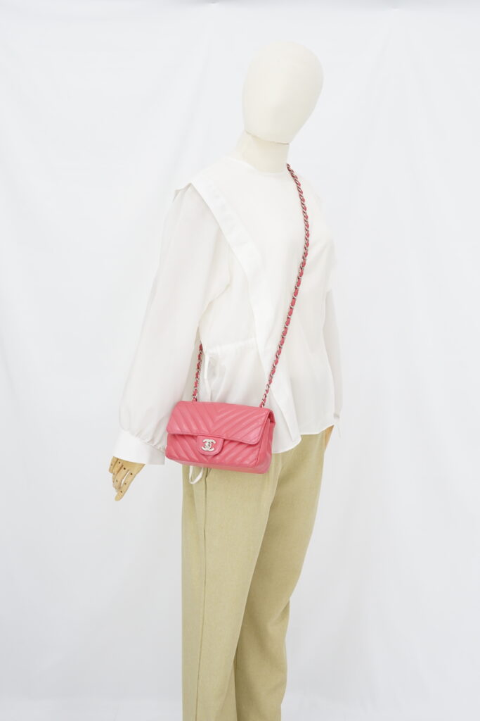 Chanel Mini Rectangle Chevron Pink SHW