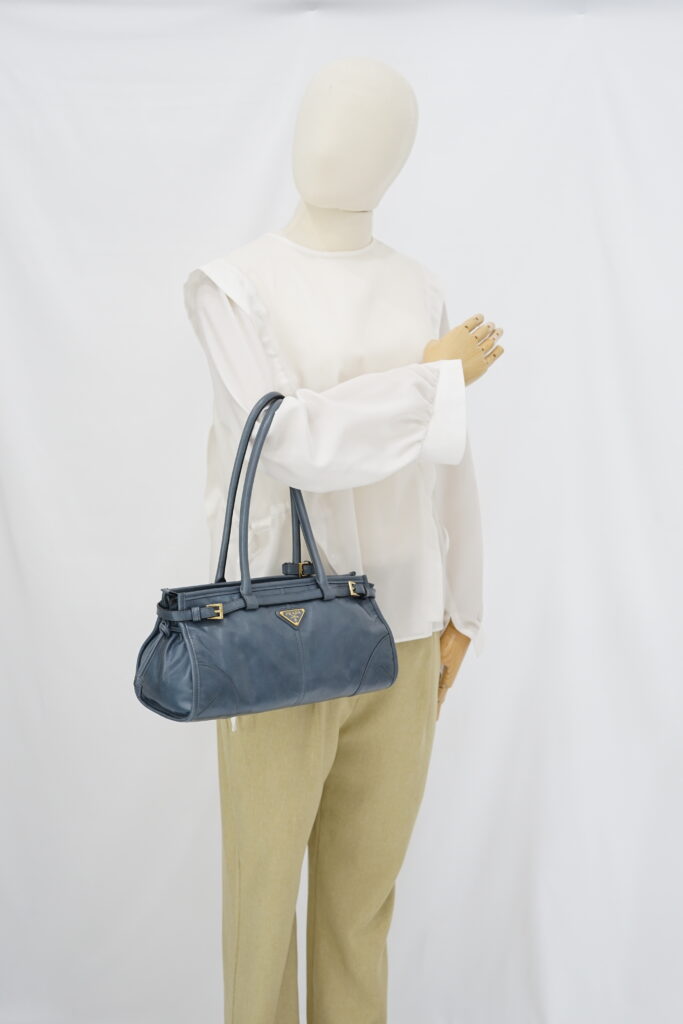 Prada Bonnie Medium In Pelle Soft Lux Avio GHW