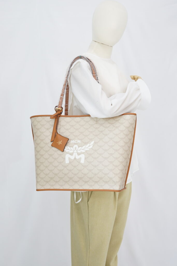 MCM Himmel Tote Shopper Lauretos Beige Outmeal GHW