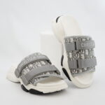 Dior D-Wander Slides Oblique Nylon Grey Stone