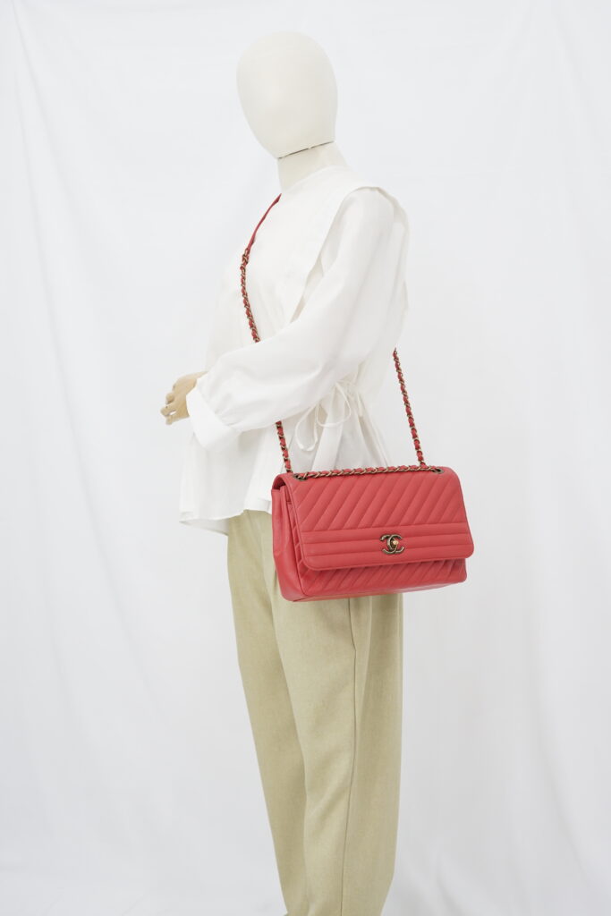 Chanel Flap Bag Caviar Red Orange GHW