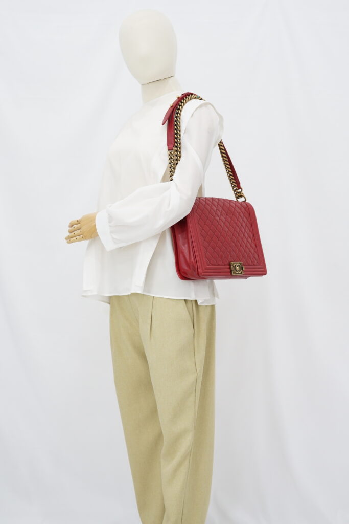 Chanel Boy 30 Lambskin Red GHW