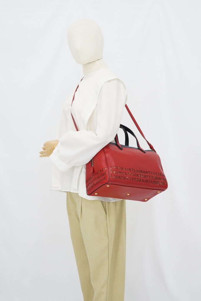 Saint Laurent SAC Flirty Bowling Perforated Red Navy Black GHW
