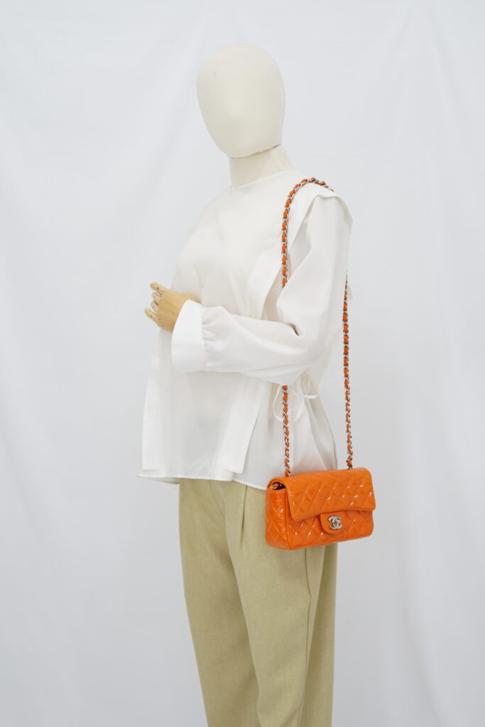 Chanel Mini Rectangle Patent Orange SHW