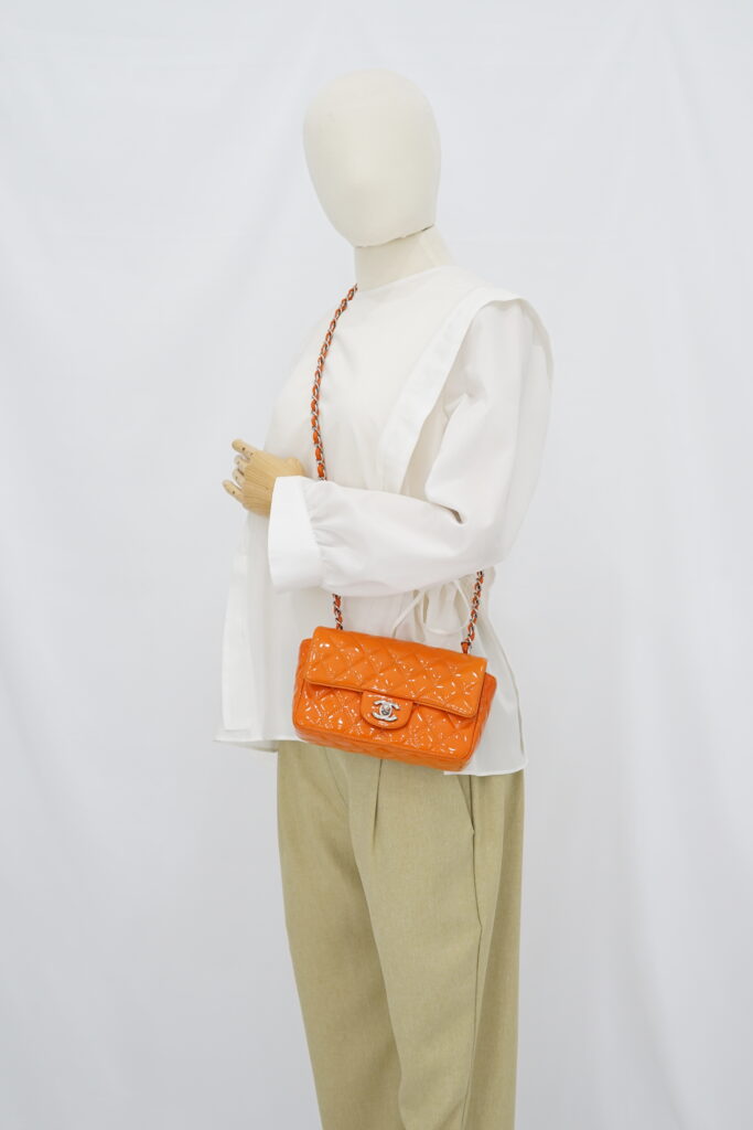 Chanel Mini Rectangle Patent Orange SHW