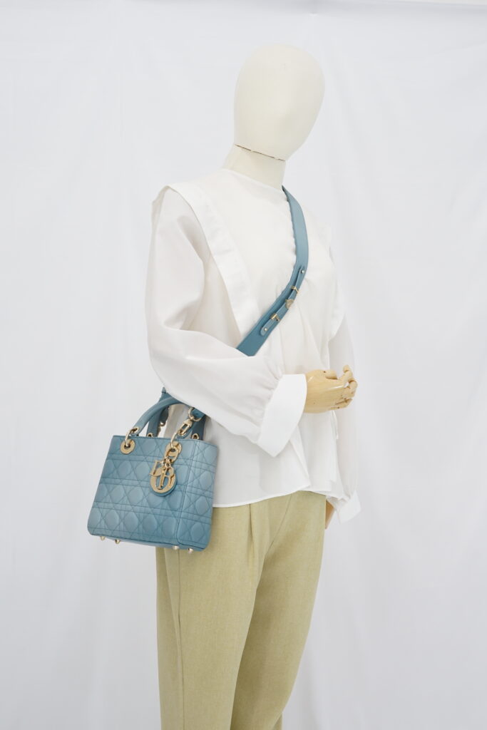 Dior Lady Dior Small Lambskin Cloud Blue GHW