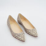 Christian Louboutin Sptikysheel Flat Glitter White Gold