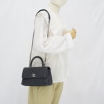 Chanel Coco Handle Small Chevron Caviar Dark Grey Dark Silver HW