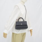 Chanel Coco Handle Small Chevron Caviar Dark Grey Dark Silver HW