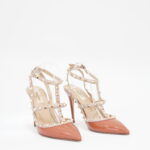 Valentino Rockstud Ankle Heels Patent Ginger