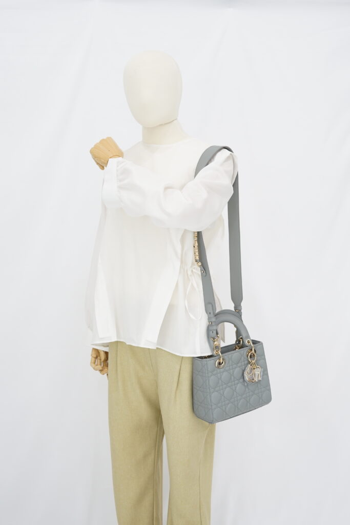 Dior Lady Dior Small Lambskin Stone Grey GHW