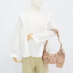 Balenciaga Le Cagole XS Croco Embossed Nude GHW