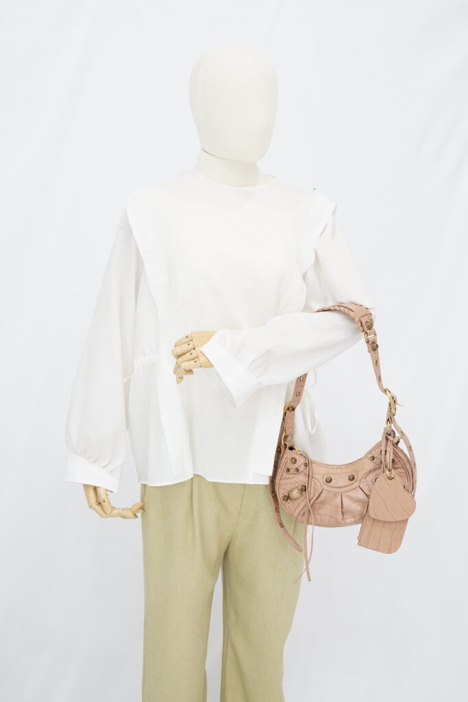 Balenciaga Le Cagole XS Croco Embossed Nude GHW