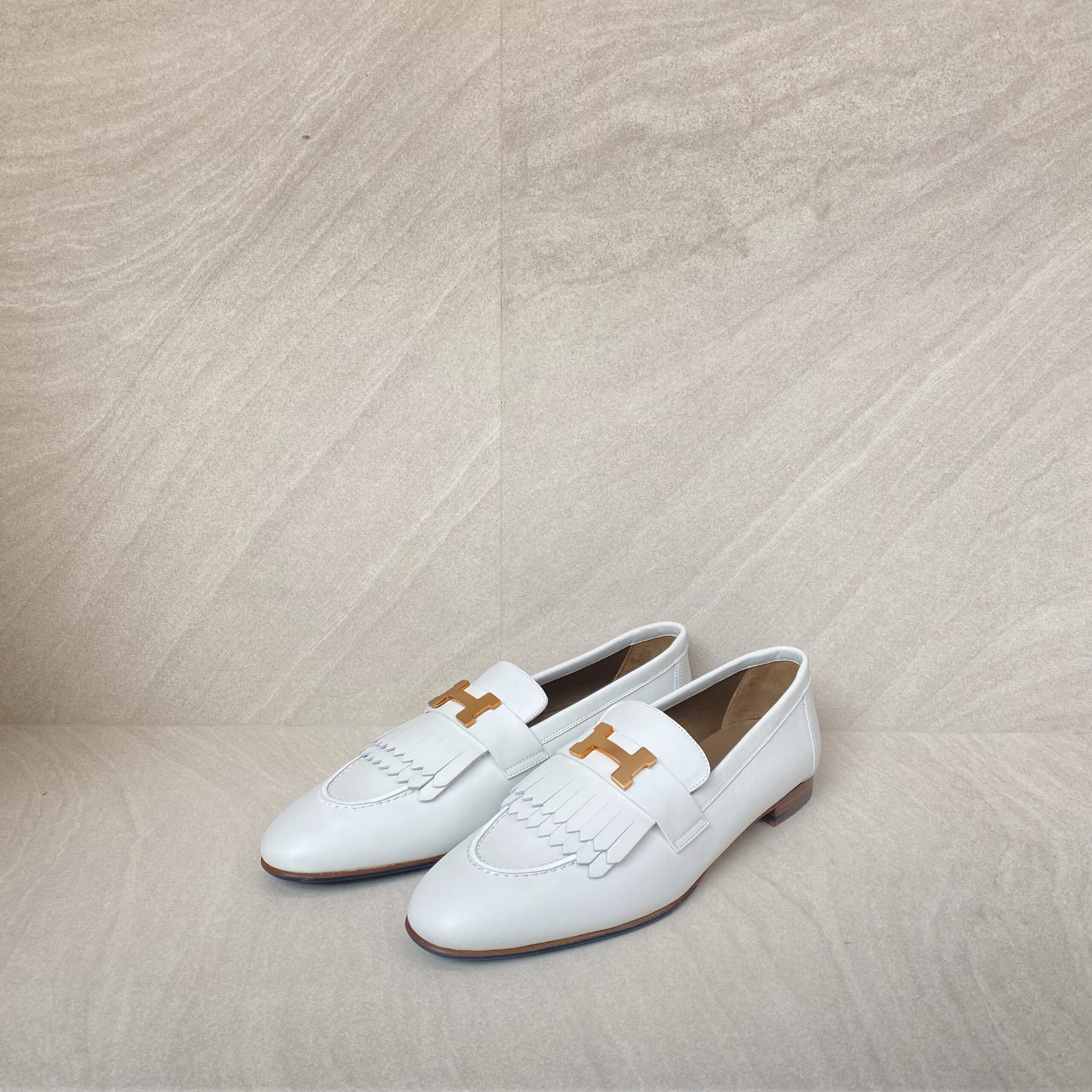 Hermes Royal Loafer White Fringe RGHW