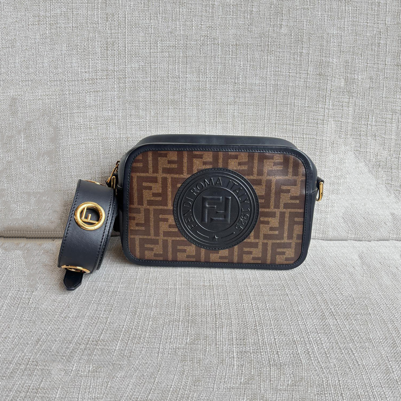Fendi Camera Bag Brown FF Black GHW
