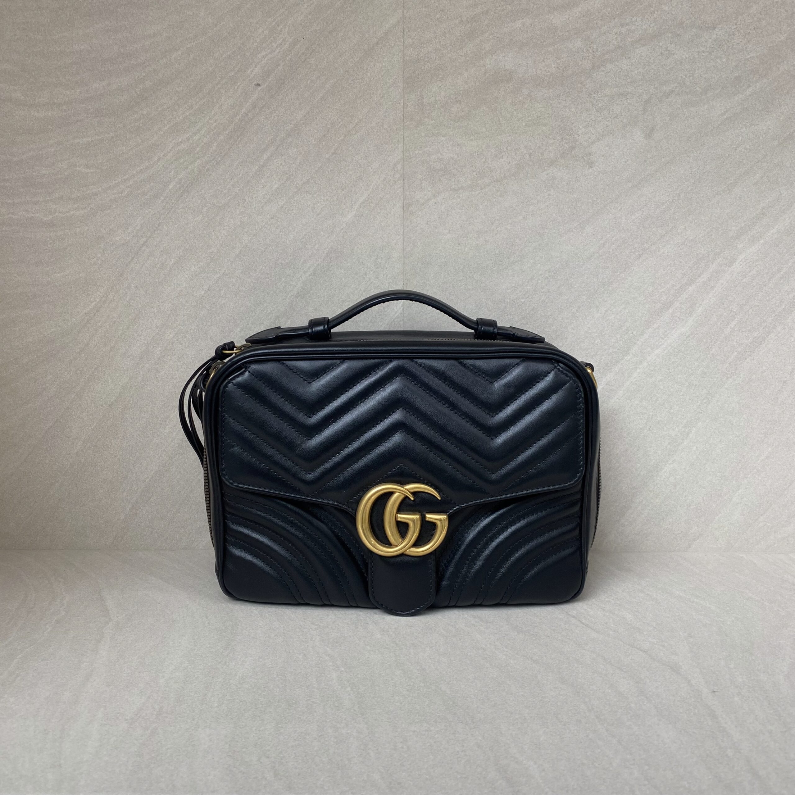 Gucci Marmont Zip Top Leather Black GHW
