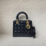Dior Lady Dior Medium Vernis Black GHW