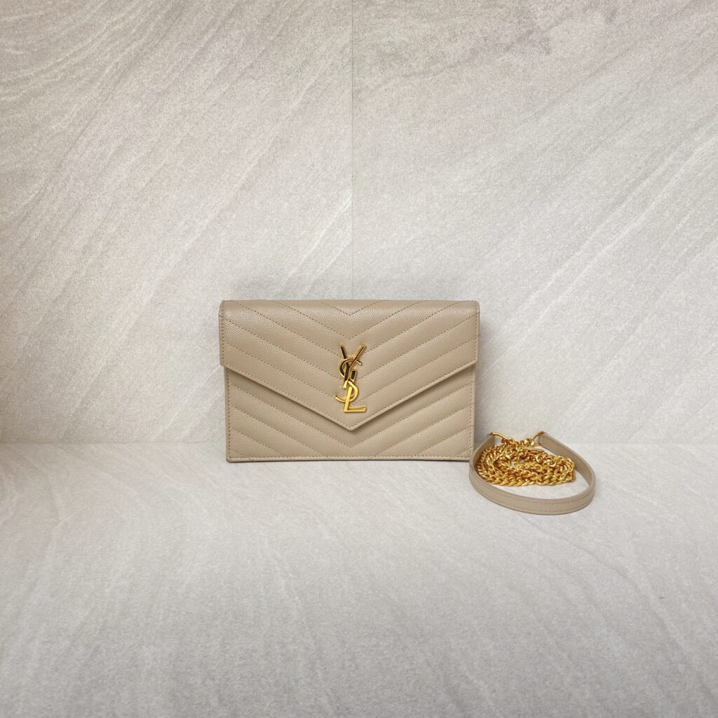 Saint Laurent WOC 19 Grained Beige GHW