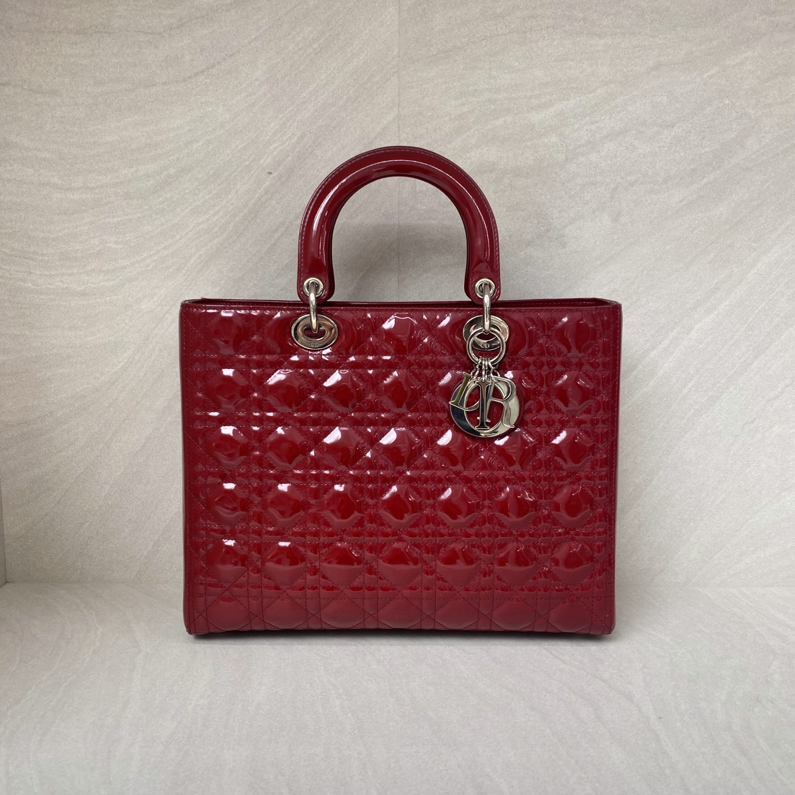Dior Lady Dior Large Vernis Red GHW