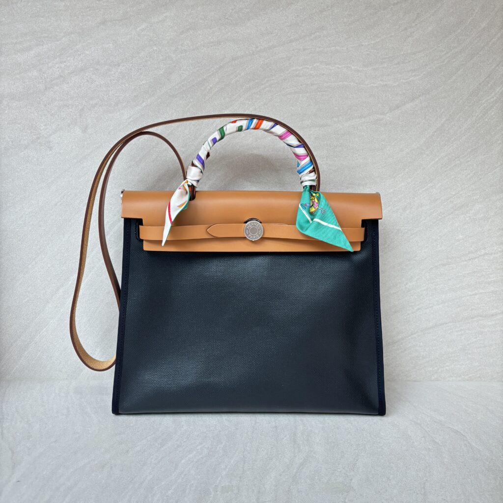 Hermes Herbag 31 Toile Hunter Noir Nature PHW