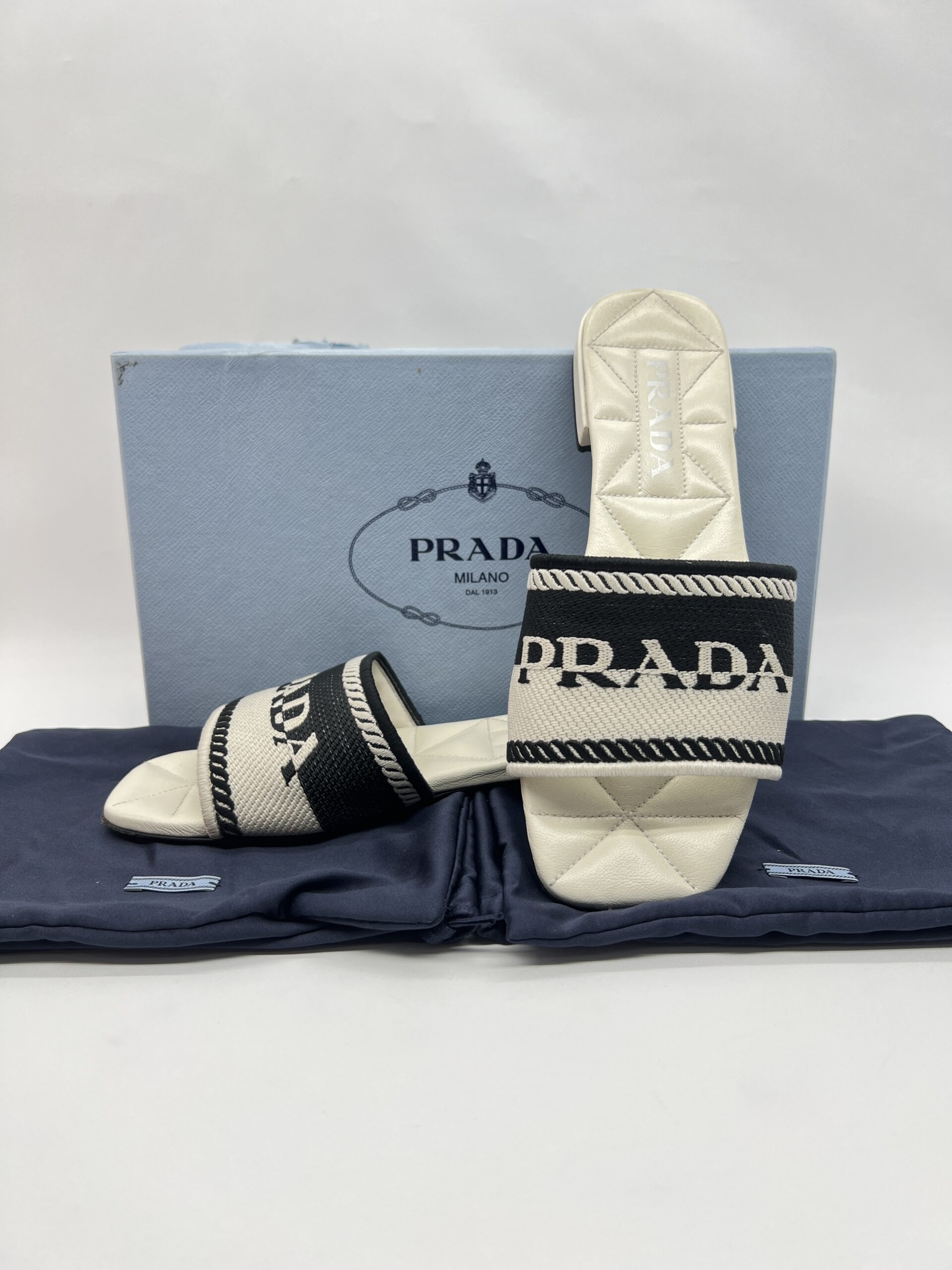 Prada Slide Heeled Sandal Leather White SHW