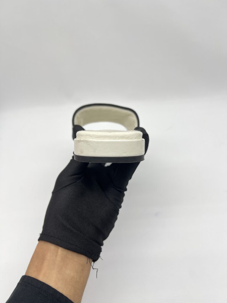 Prada Slide Sandals Embroidered White Black