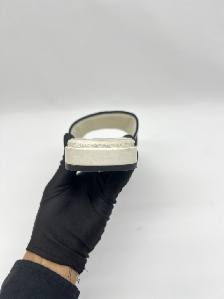 Prada Slide Sandals Embroidered White Black