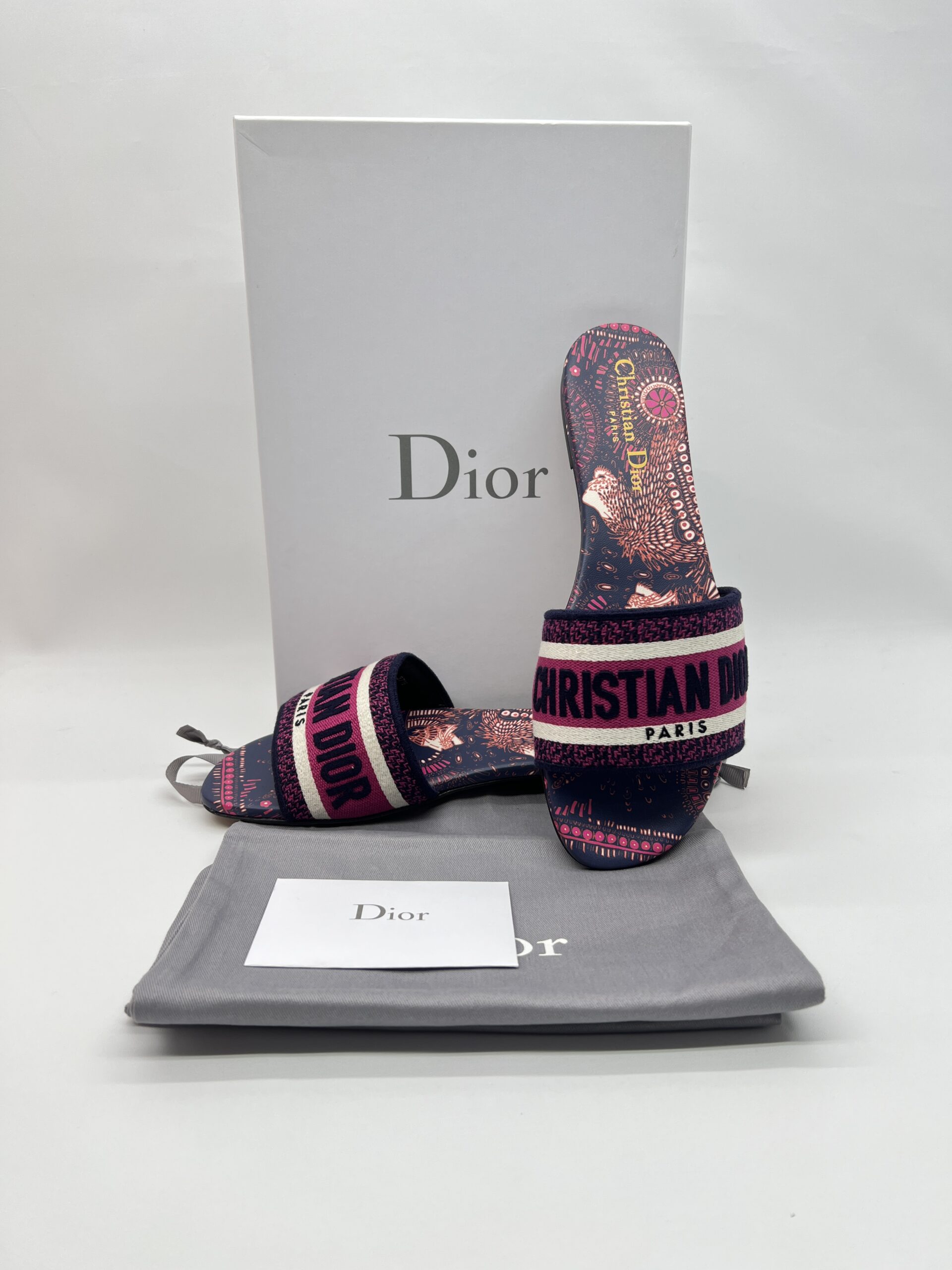 Dior Dway Slides Dior Animals Deep Blue Pink