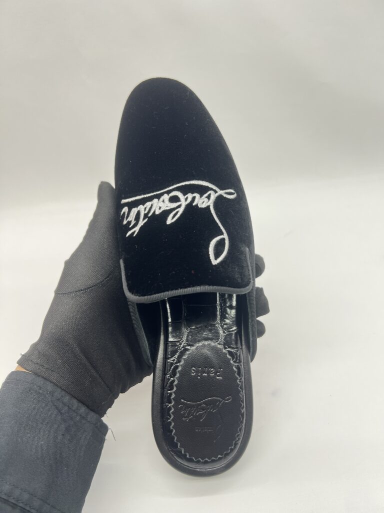 Christian Louboutin Coolito Mules Suede Croco Black
