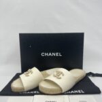 Chanel Espadrille Slides With White