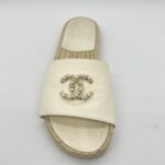 Chanel Espadrille Slides With White