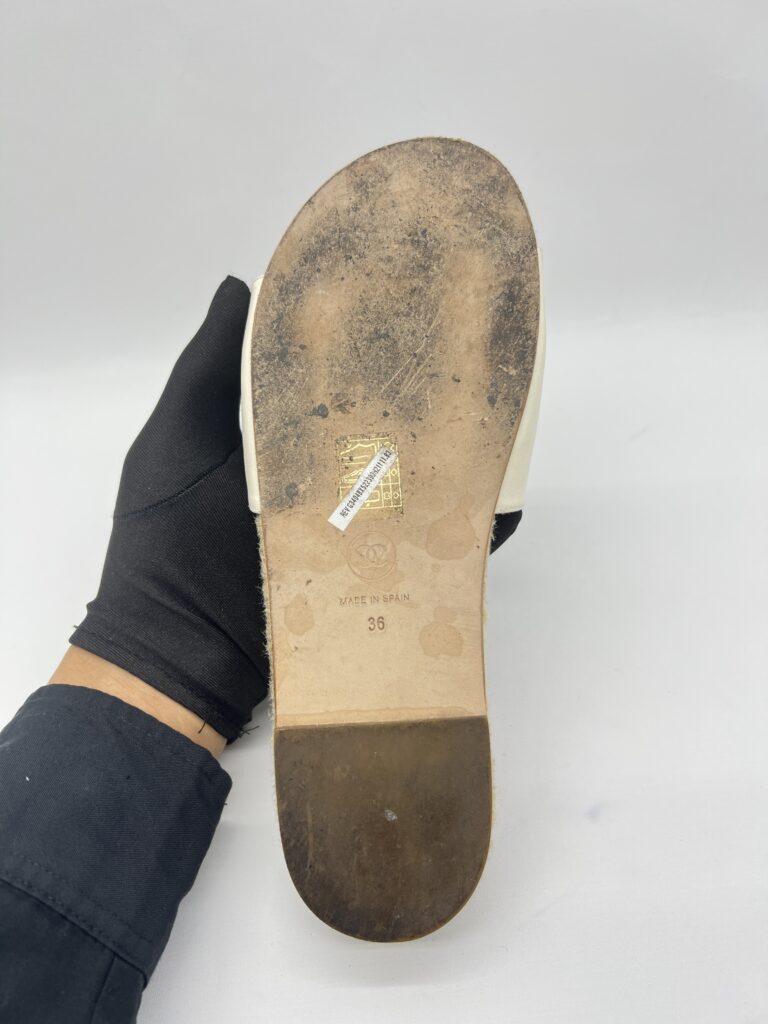 Chanel Espadrille Slides With White