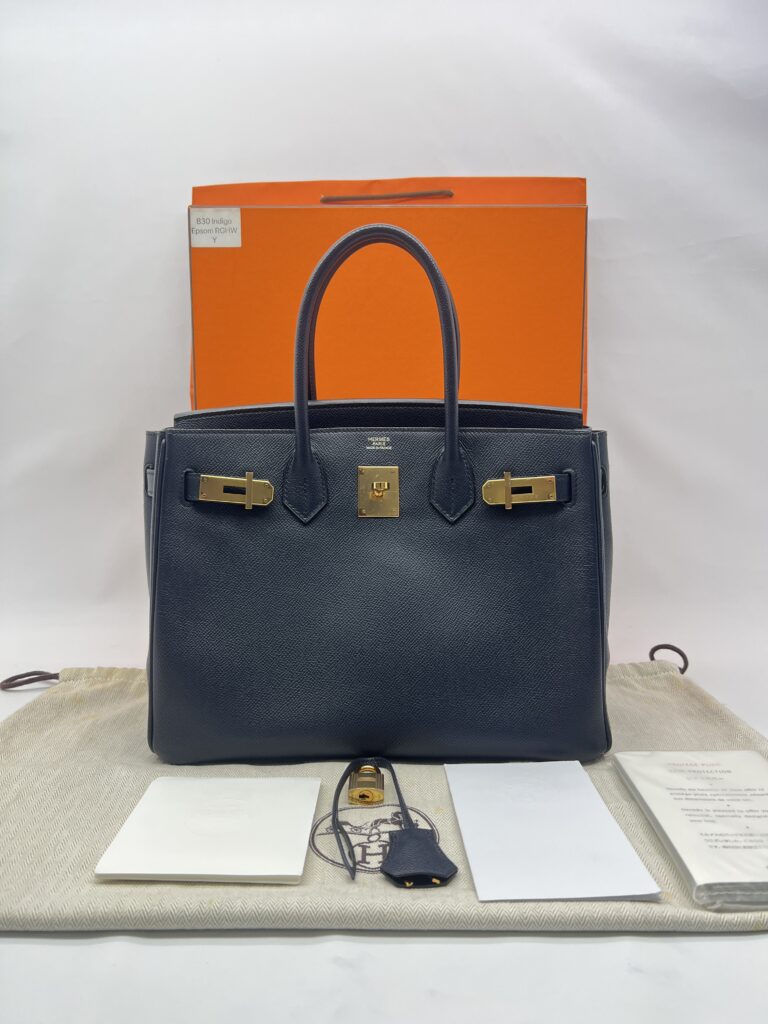Hermes Birkin 30 Epsom Retourne Indigo GHW