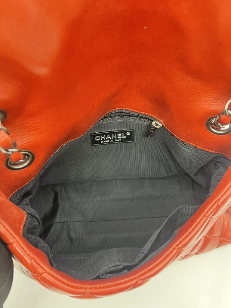 Chanel New Bubble Small Lambskin Red Orange RHW