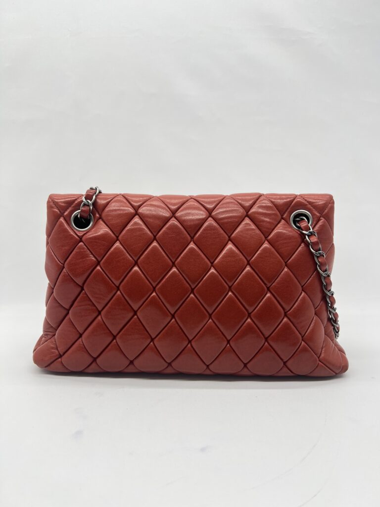 Chanel New Bubble Small Lambskin Red Orange RHW