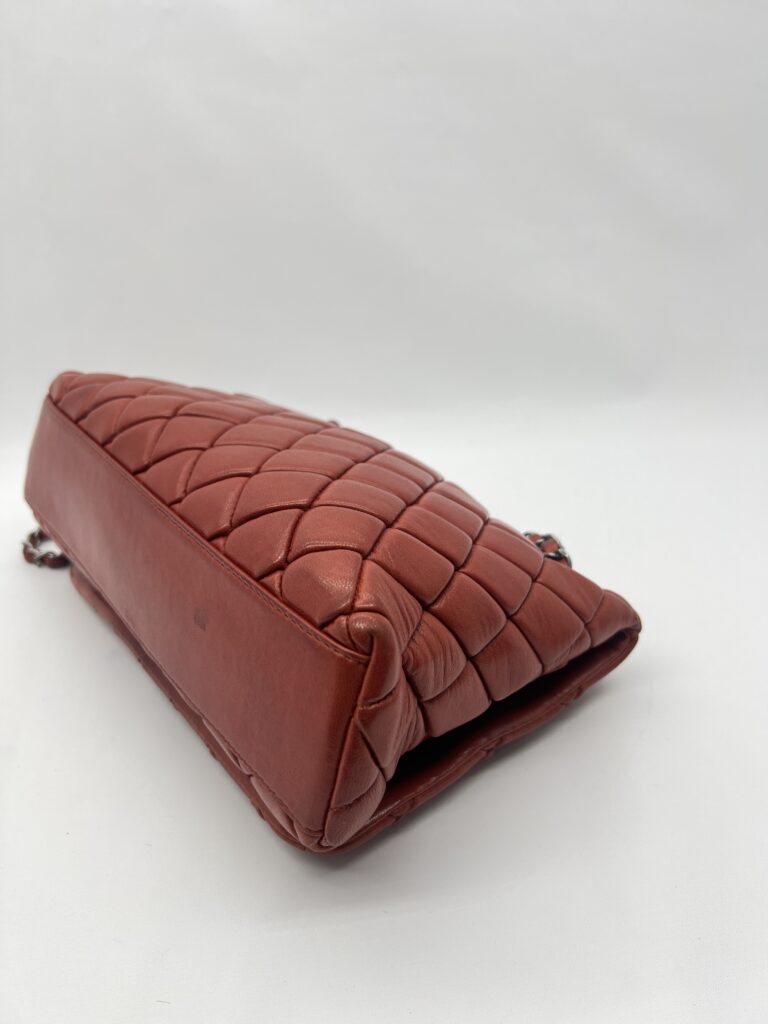 Chanel New Bubble Small Lambskin Red Orange RHW
