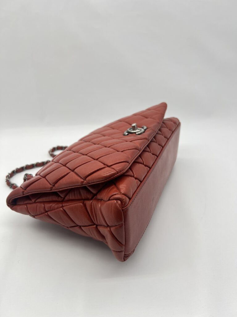Chanel New Bubble Small Lambskin Red Orange RHW