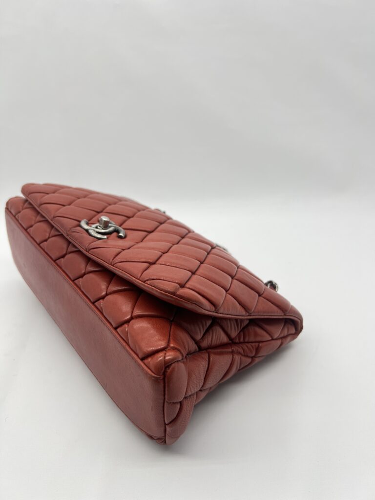Chanel New Bubble Small Lambskin Red Orange RHW
