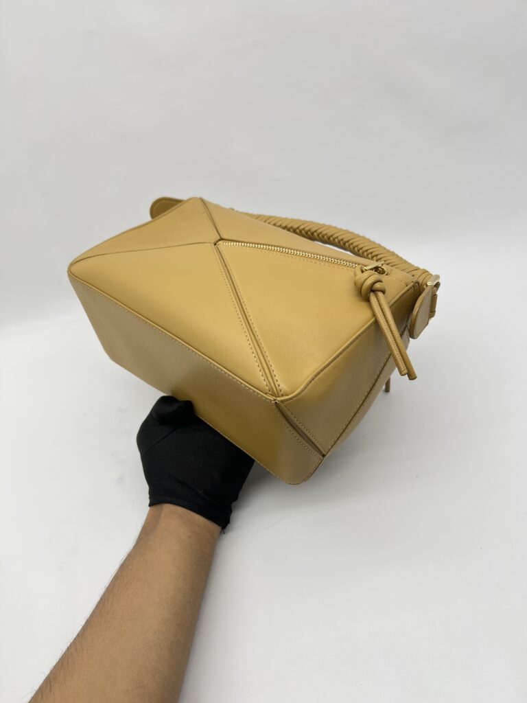 Loewe Puzzle Small Braided Handle Sahara GHW