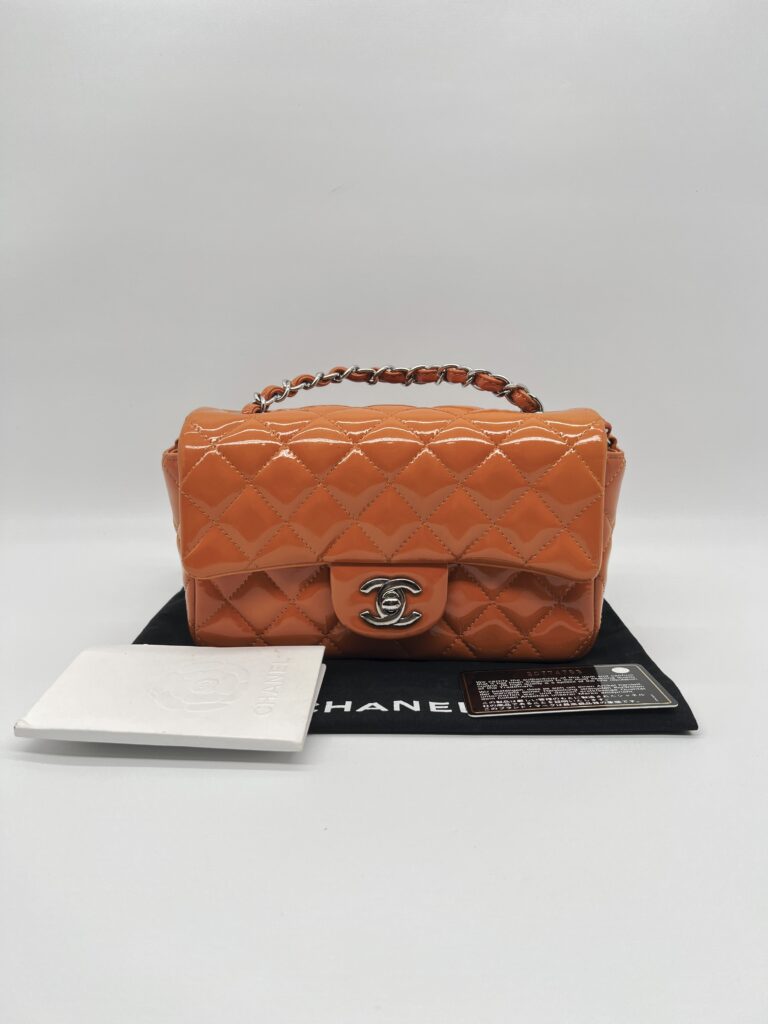 Chanel Mini Rectangle Patent Orange SHW