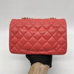 Chanel Mini Rectangle Lambskin Red Coral LGHW