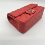 Chanel Mini Rectangle Lambskin Red Coral LGHW