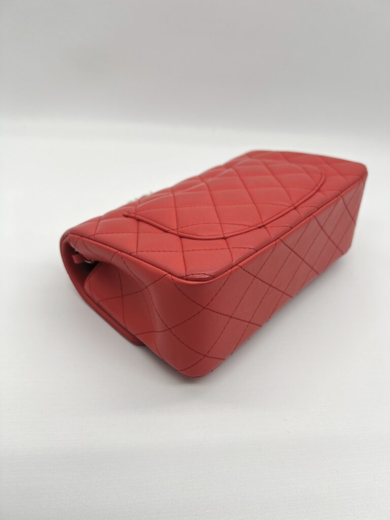 Chanel Mini Rectangle Lambskin Red Coral LGHW