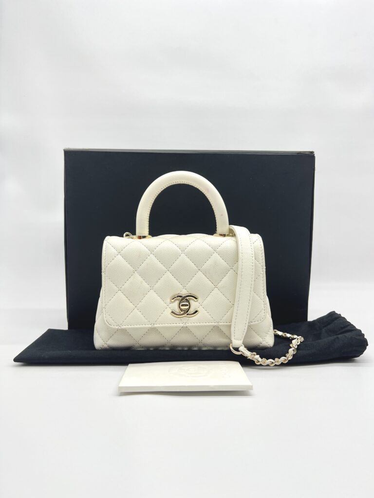 Chanel Mini Coco Handle Caviar White LGHW