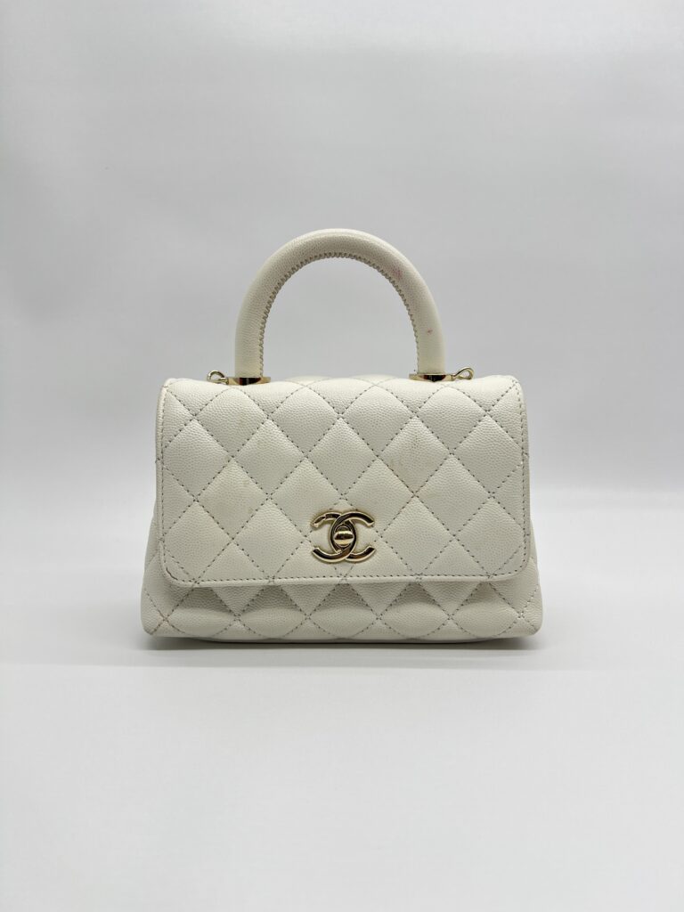 Chanel Mini Coco Handle Caviar White LGHW