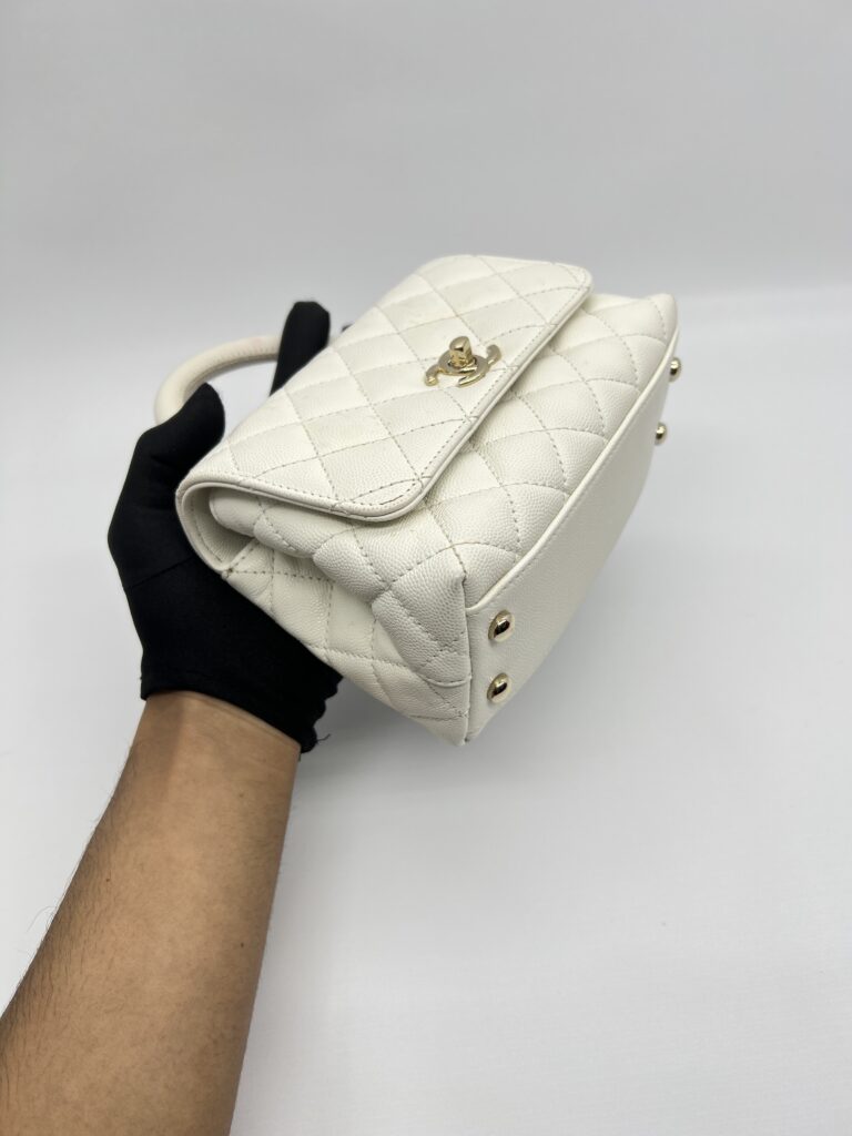 Chanel Mini Coco Handle Caviar White LGHW
